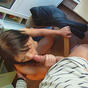 Gal kneels and sucks dick